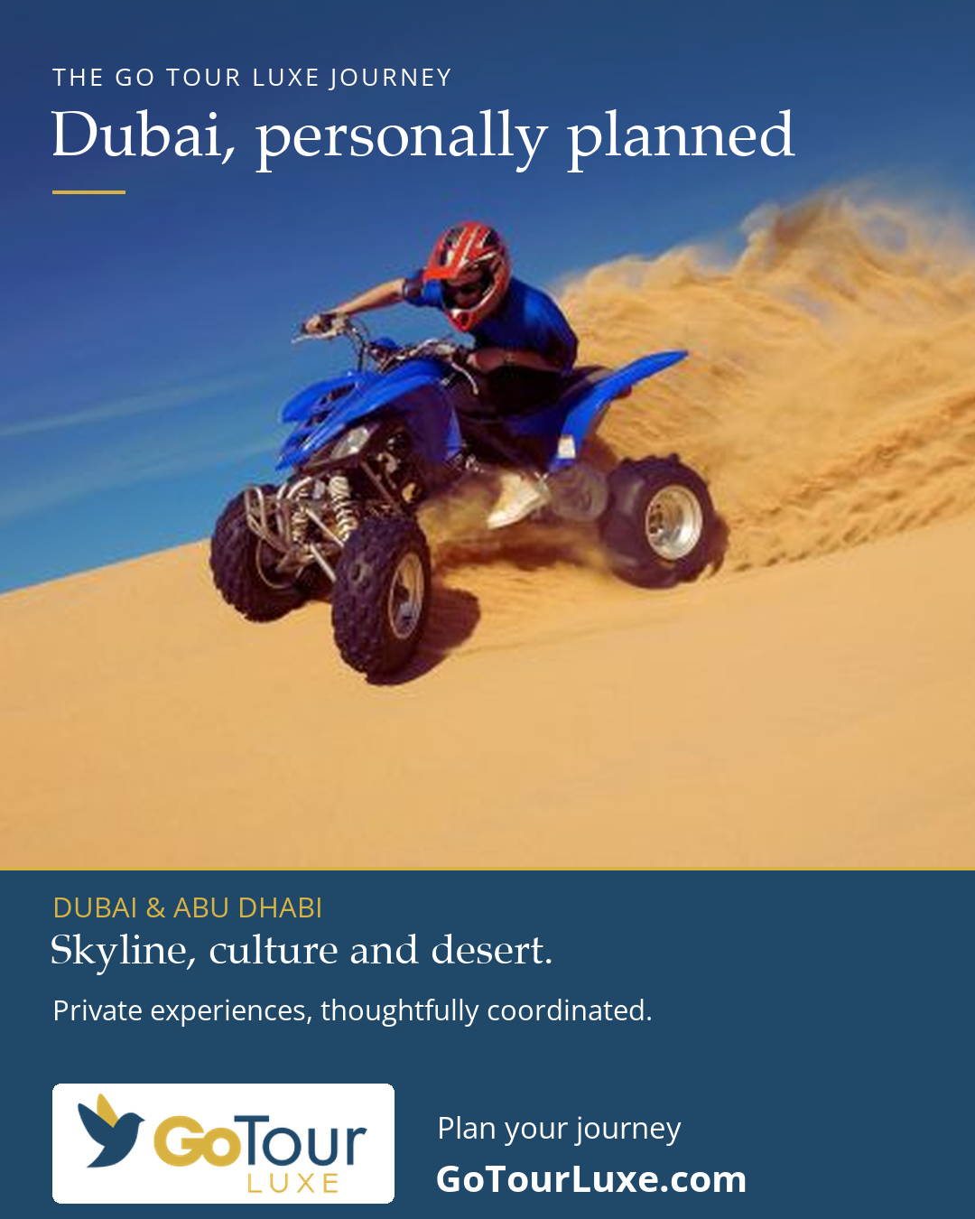 Approved Dubai and Abu Dhabi artwork showing desert adventure
